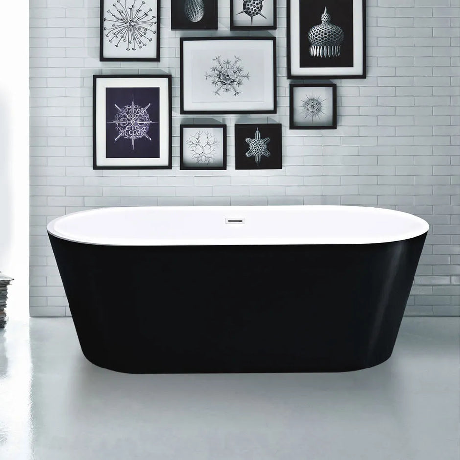 Beirut Freestanding Bath Black Glossy 1470x685mm (ex bath mixer)
