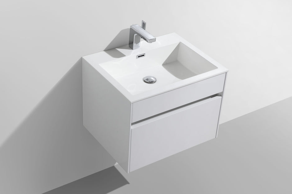 GIO Simplicity 600mm Wall Hung Basin & Vanity Unit – White