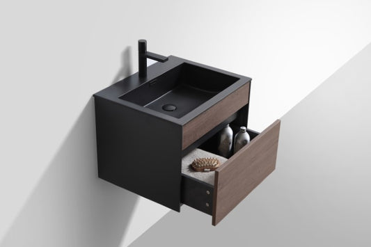 GIO Simplicity 600mm Wall Hung Vanity with Charcoal Basin