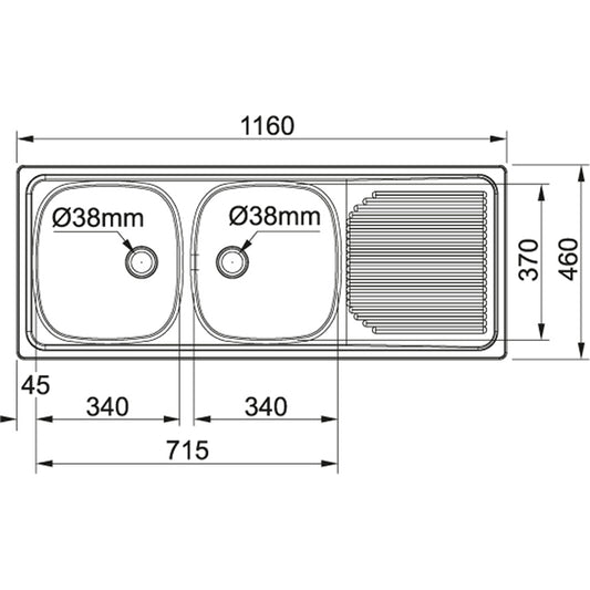 Franke Projectline Double Bowl 1160 x 460mm (PLN621)