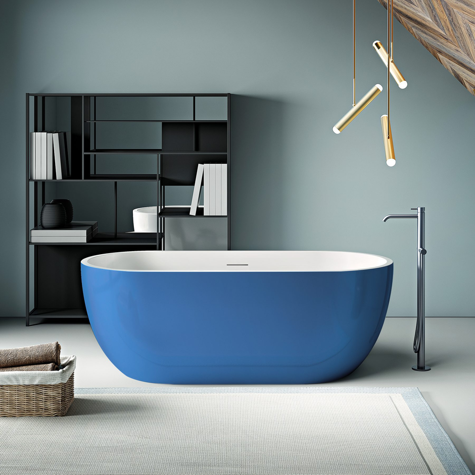 Silhouette Freestanding Pastel Blue Tub 1580x800mm (ex bath waste)