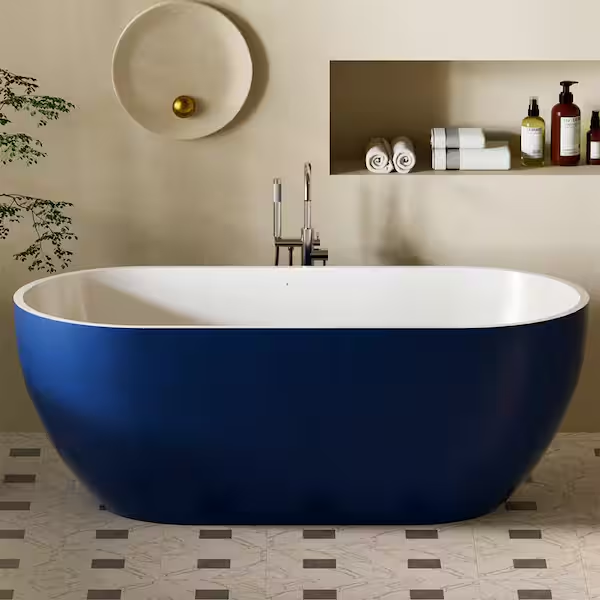 Silhouette Freestanding Blue Tub 1580x800mm (ex bath waste)