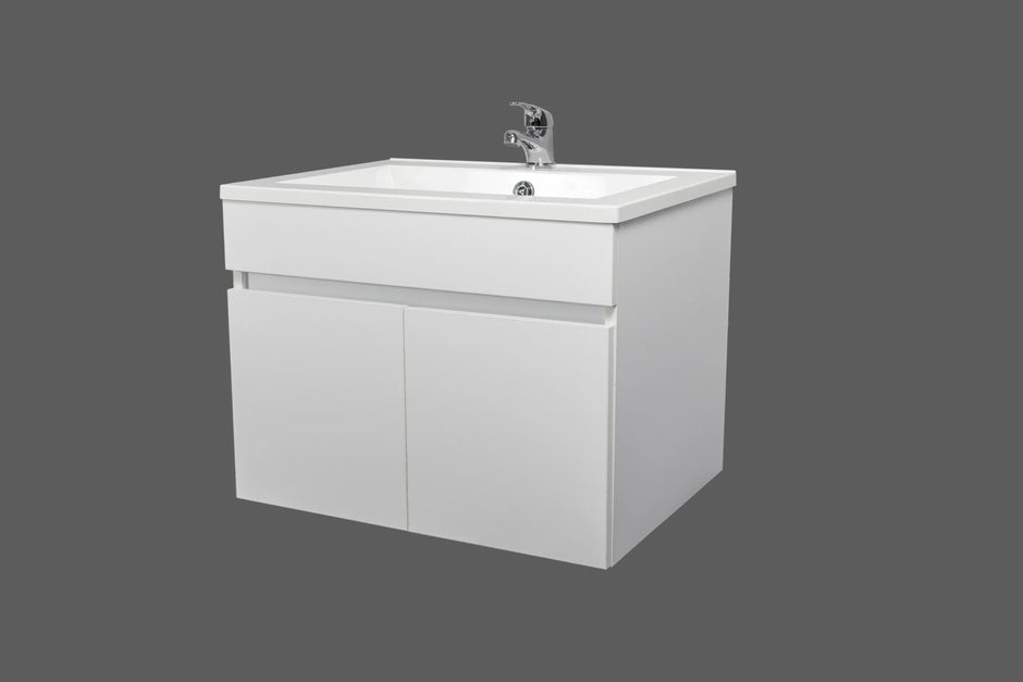600 Lana Wall Hung White Bathroom Cabinet Incl Basin