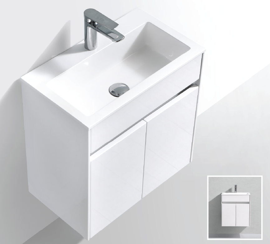 550 Venice White Wall Hung Bathroom Cabinet Incl Basin