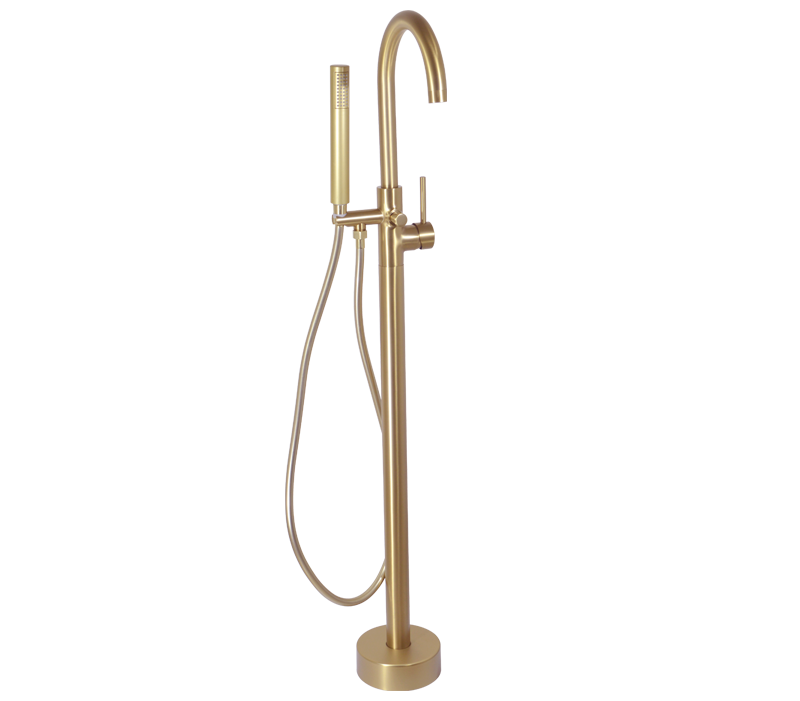 Neo Freestanding Bath Mixer Brushed Brass