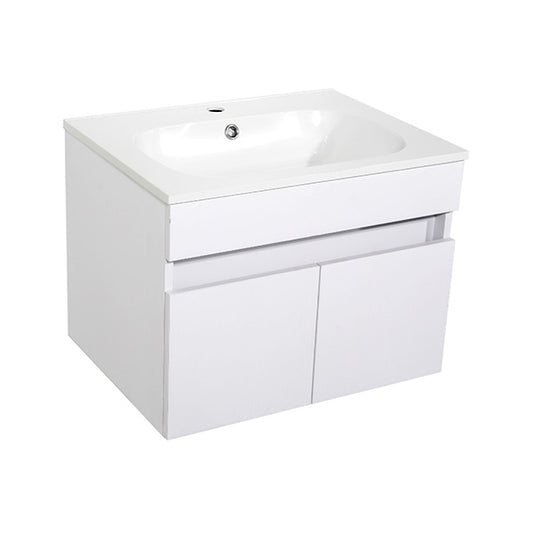 600 Stella Wall Hung White Bathroom Cabinet Incl Basin