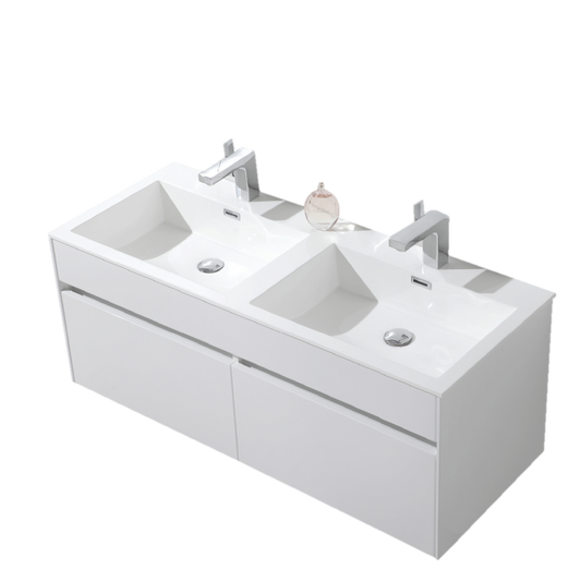 1200 Selien Wall Hung White Bathroom Cabinet Incl Basin