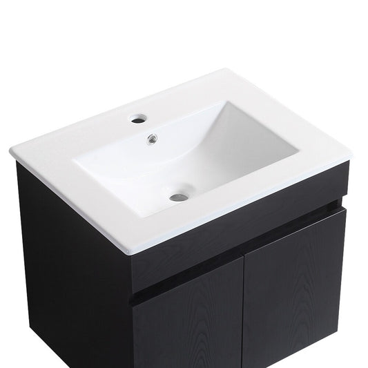 600 Stella Wall Hung Black Bathroom Cabinet Incl Basin